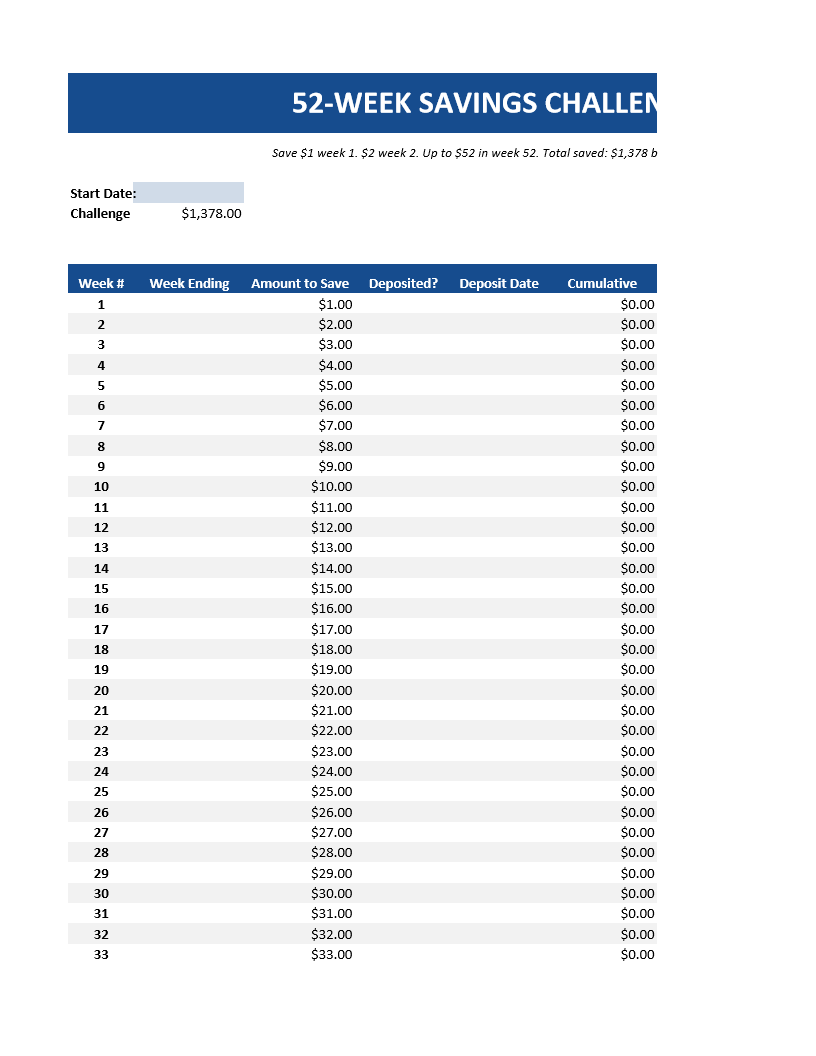 52-Week Savings Challenge