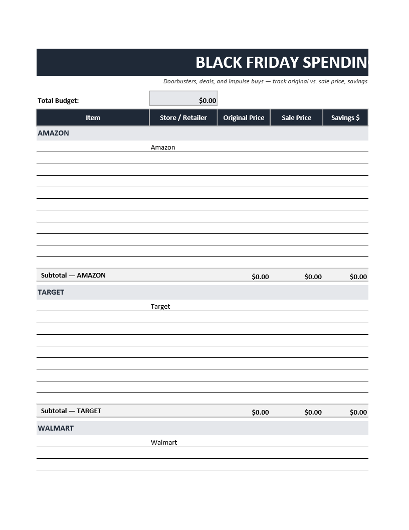 Black Friday Spending Budget