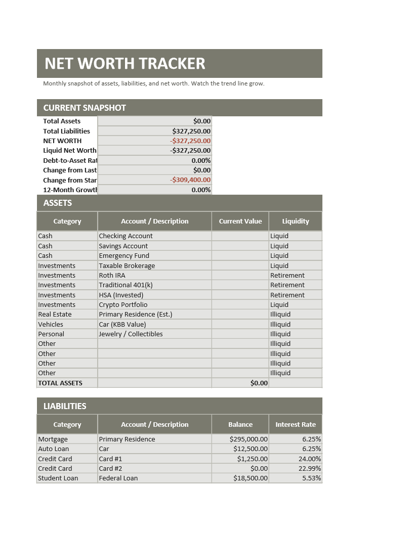 Net Worth Tracker