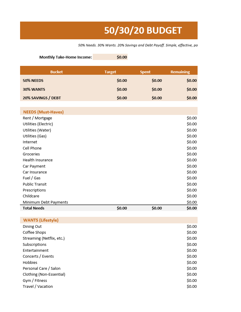 50-30-20 Budget