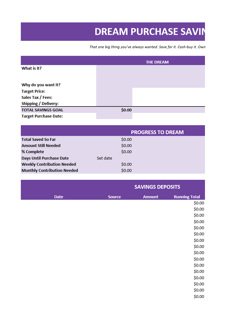 Dream Purchase Savings