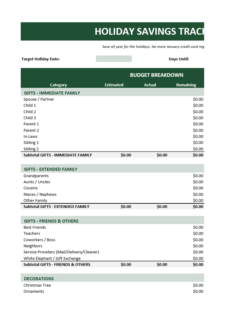 Holiday Savings