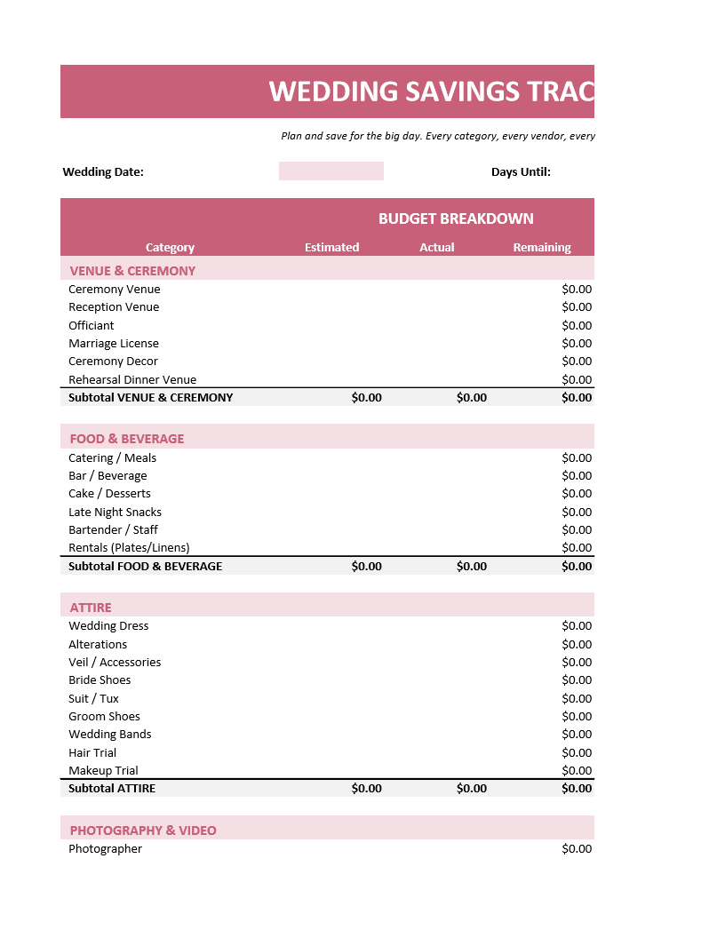 Wedding Savings