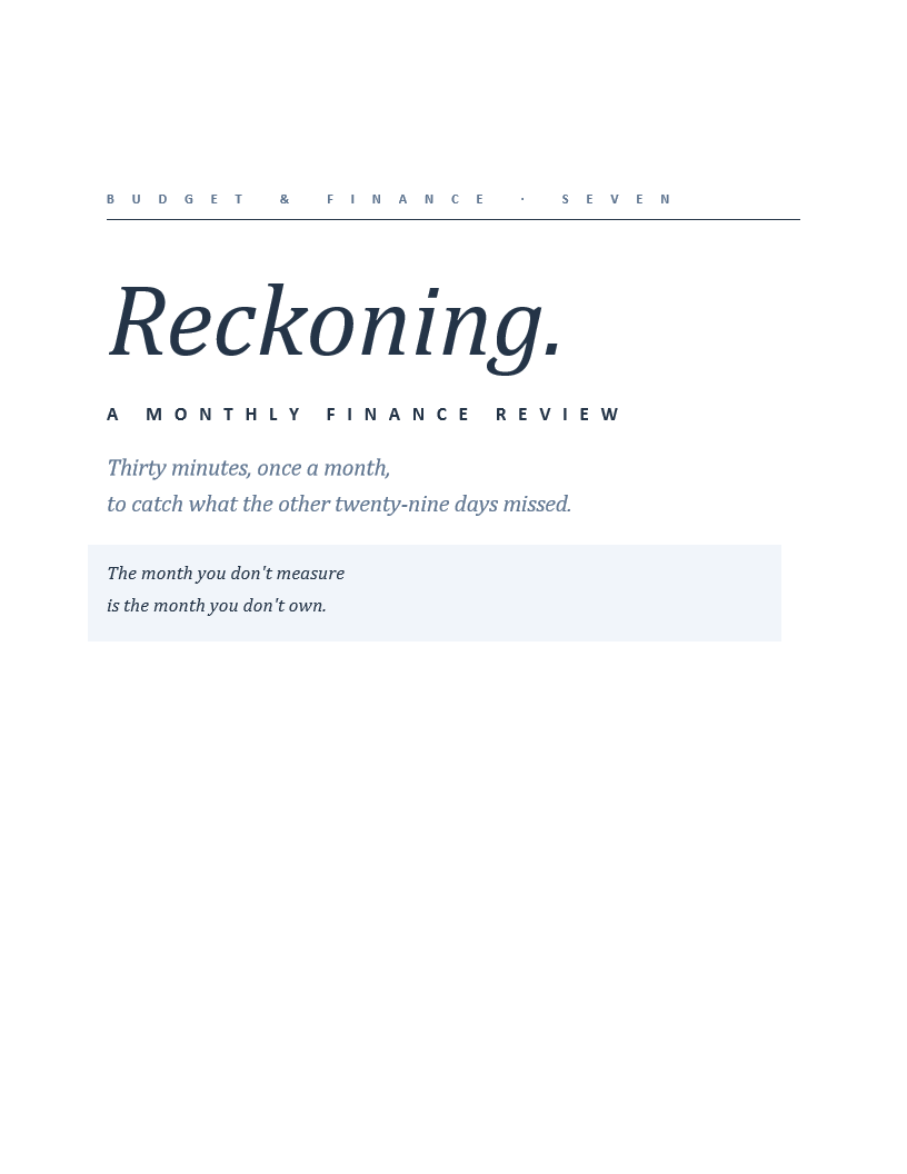 Monthly Finance Review