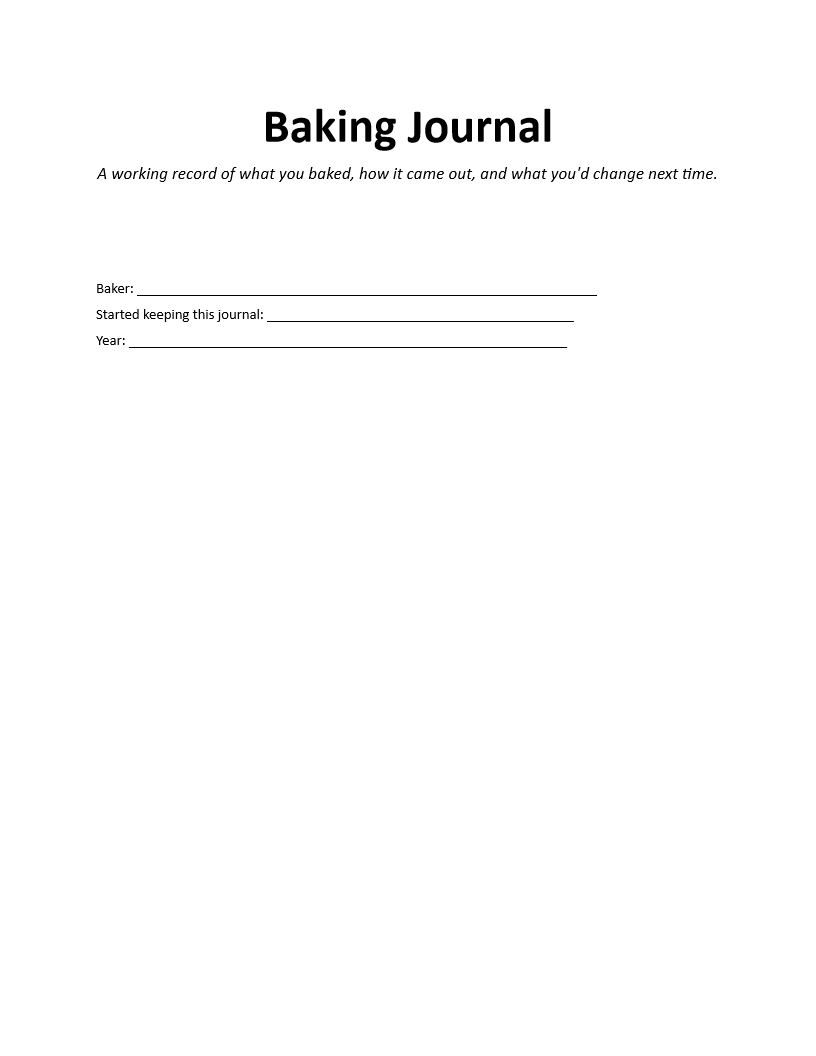Baking Journal