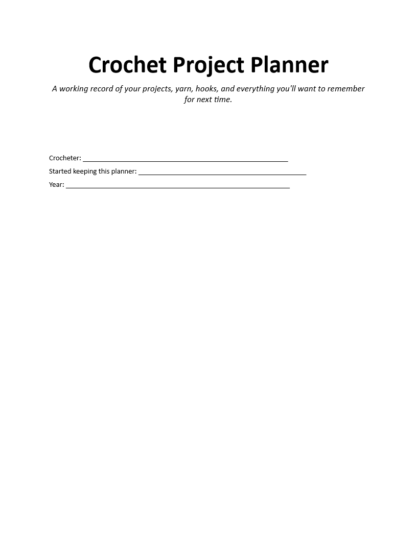 Crochet Project Planner