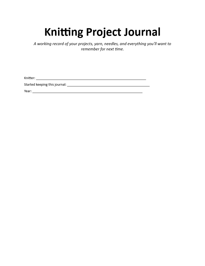 Knitting Project Journal