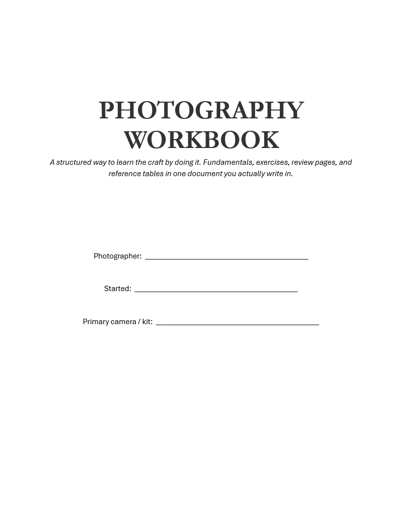 Photography Workbook