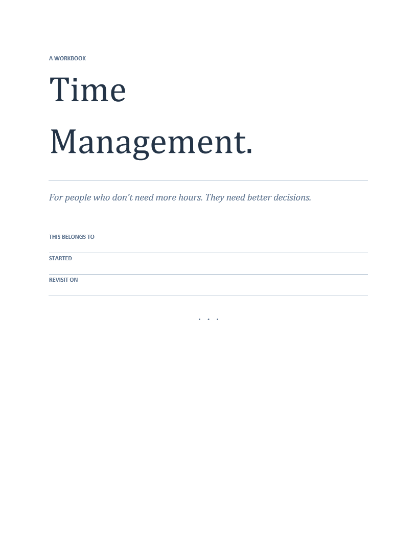 Time Management Workbook