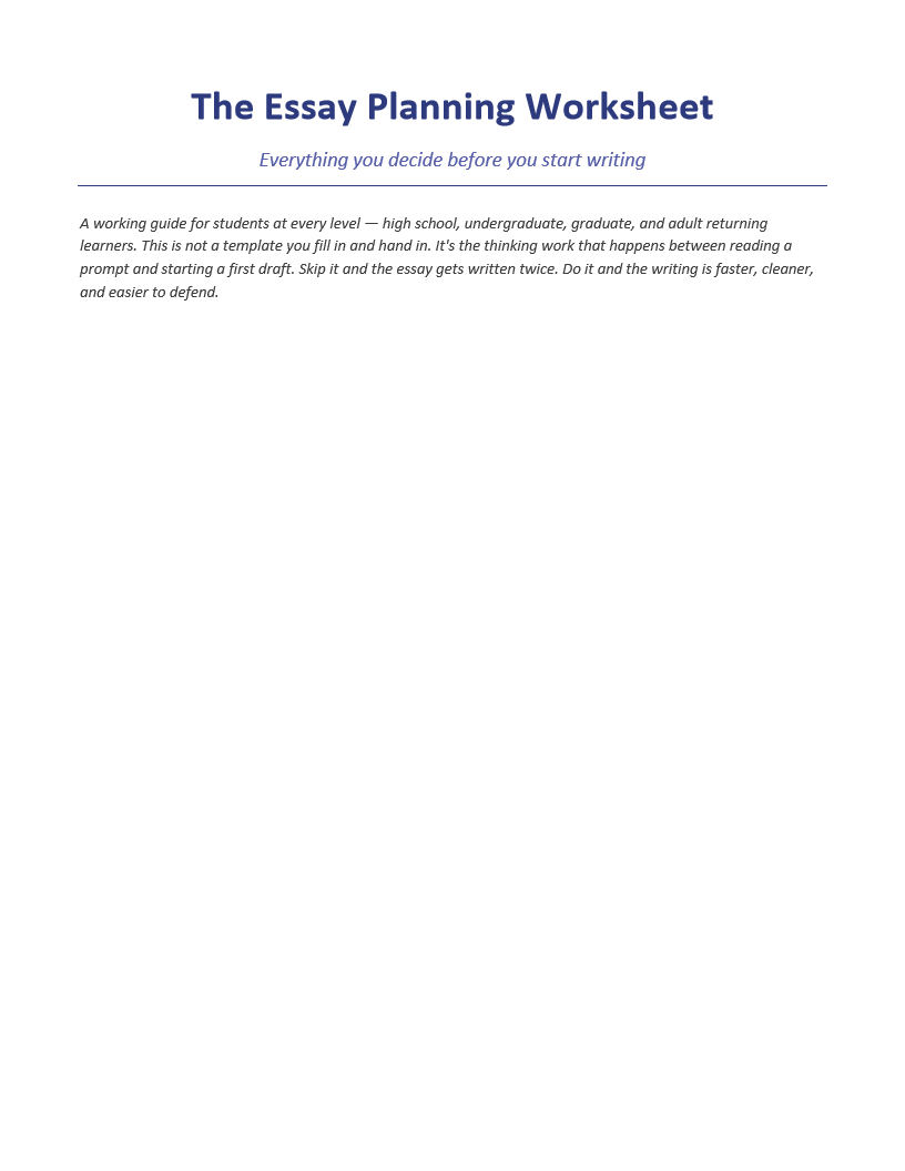 The Essay Planning Worksheet