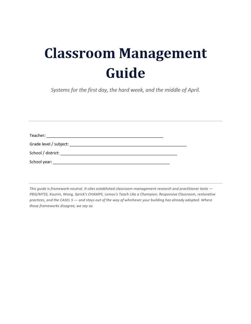 Classroom Management Guide