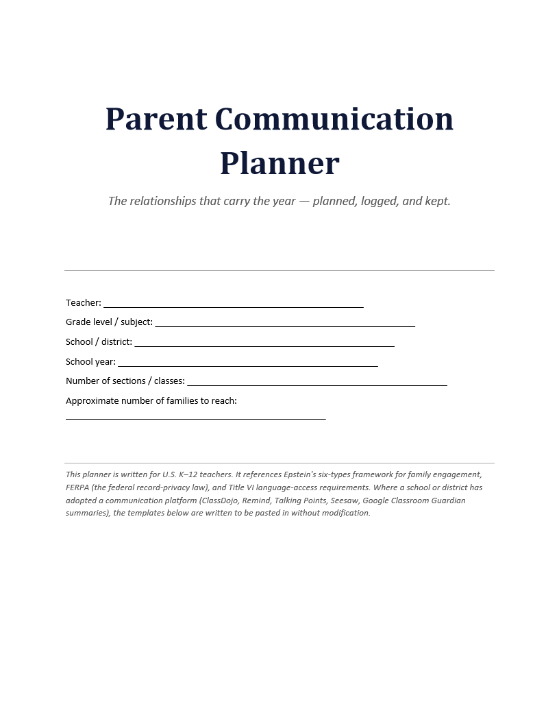 Parent Communication Planner