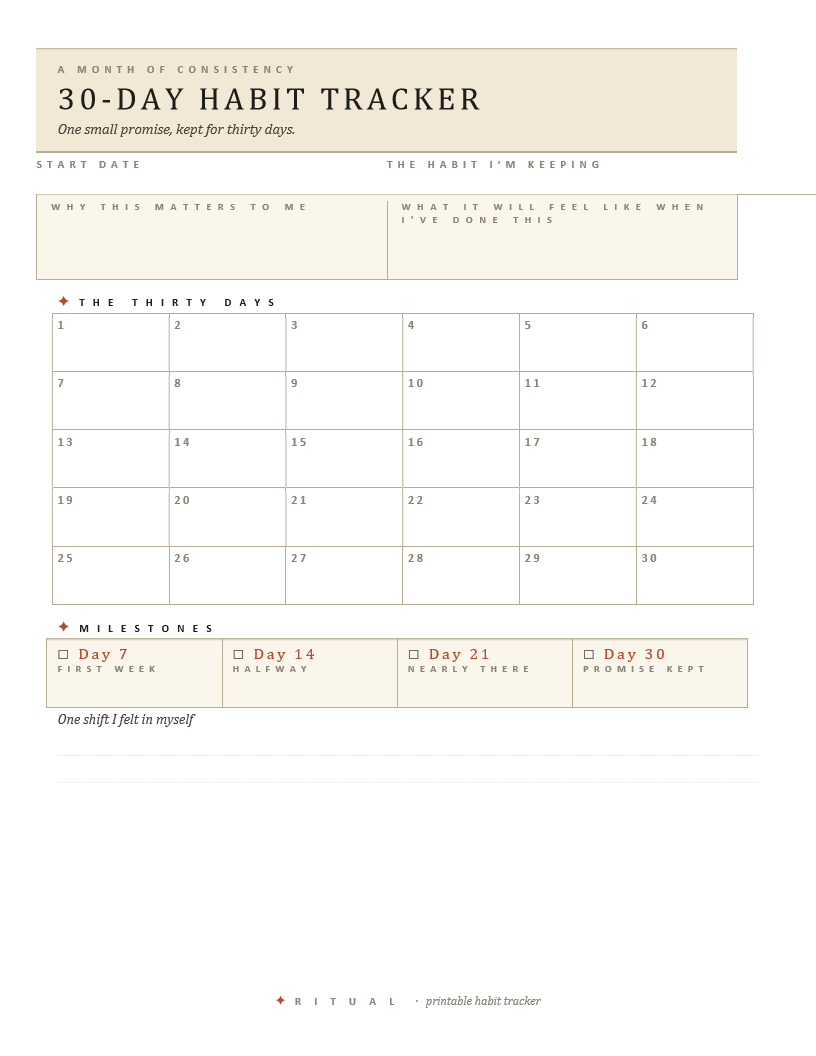 30-Day Habit Tracker