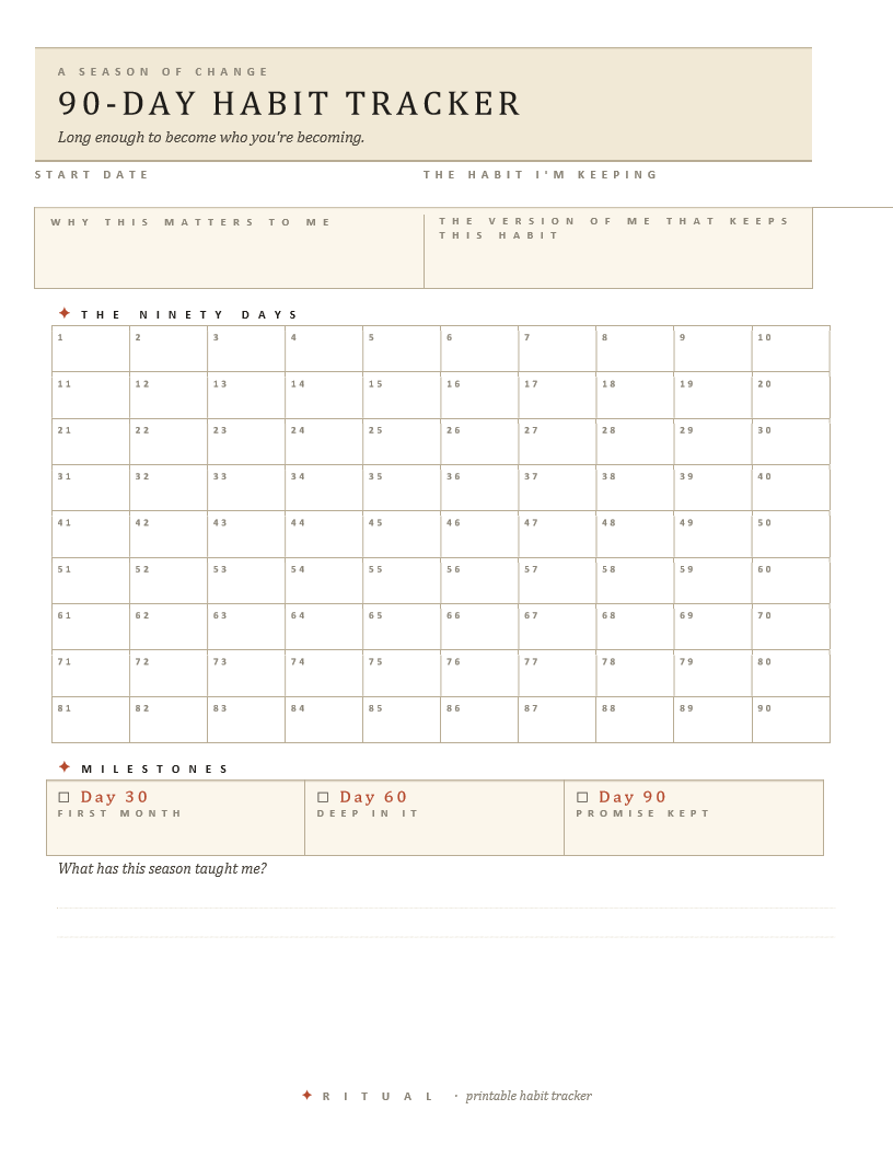 90-Day Habit Tracker