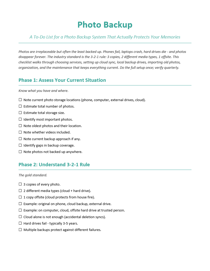 Photo Backup To-Do List