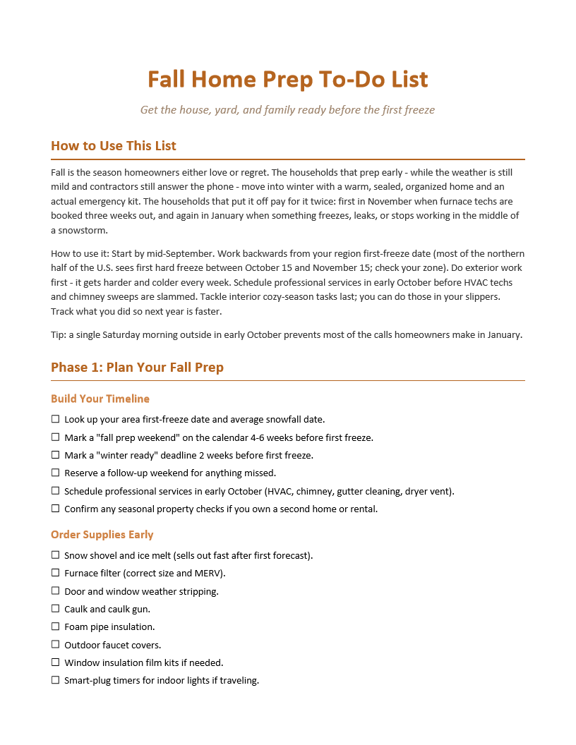 Fall Home Prep To-Do List