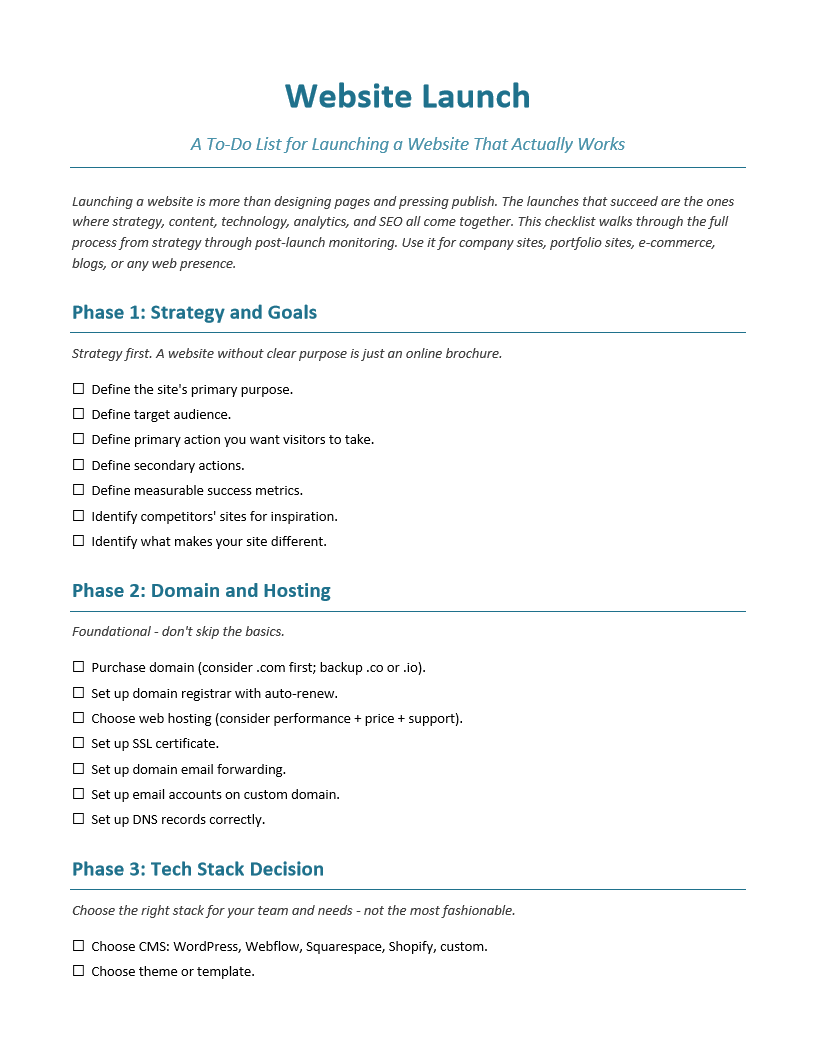 Website Launch To-Do List